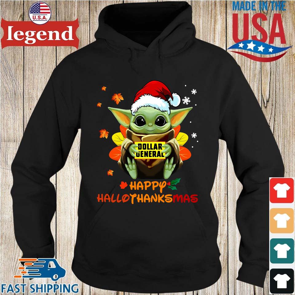 Santa Baby Yoda Hug Dollar General Happy Hallothanksmas Shirt Hoodie den-min