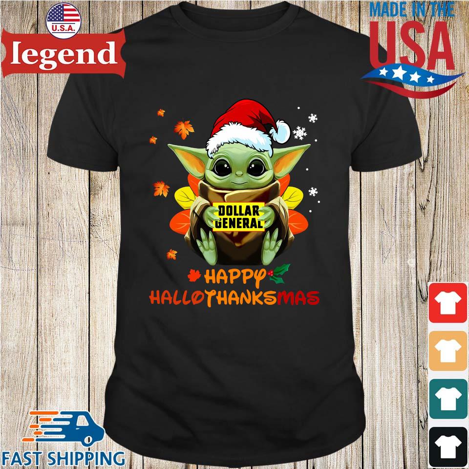 Santa Baby Yoda Hug Dollar General Happy Hallothanksmas Shirt