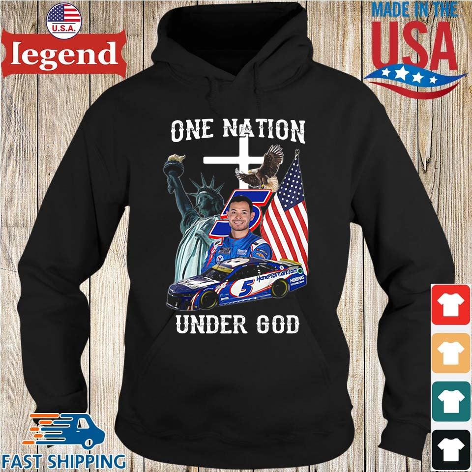 Kyle Larson Nascar One Nation Under God American Flag Shirt Hoodie den-min