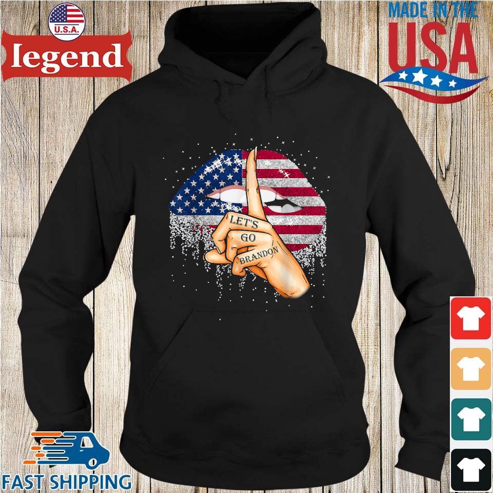 Lips American flag let's go brandon anti Biden Hoodie den-min